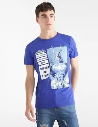 Playera my hero academia con estampado cuello redondo para hombre