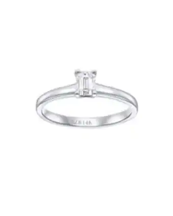 Anillo de compromiso solitario de oro blanco 14k con 53pts de diamante corte esmeralda (si2) (h)