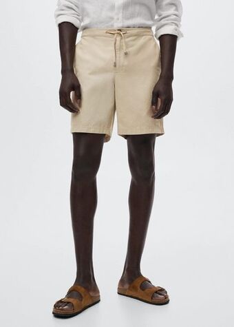 Mango Bermuda algodón lino cordón oferta