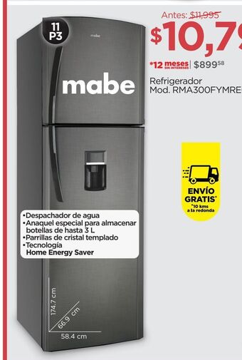 Chedraui Refrigerador mod. rma300fymre0 oferta