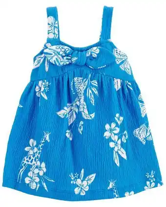 Vestido de jersey con corte fruncido y estampado tropical carter's