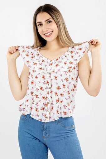 Santory Blusa de flores manga corta oferta