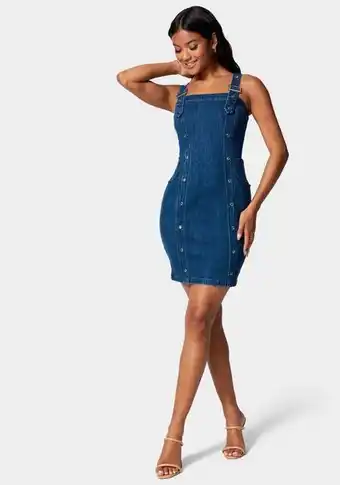 Bebe Multi band detail denim dress oferta