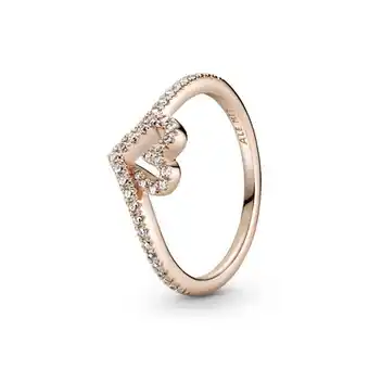 Pandora Anillo hueso de los deseos con corazón reluciente recubrimiento en oro rosa de 14k oferta