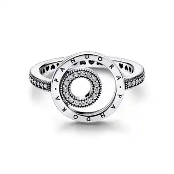Pandora Anillo círculos en pavé con logotipo pandora signature oferta