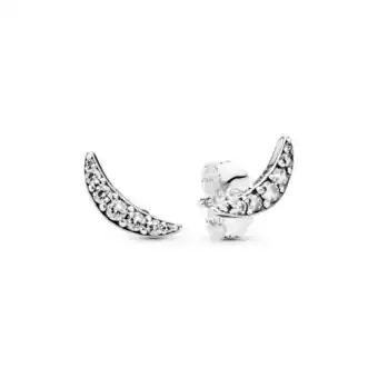 Pandora Aretes de botón luna creciente deslumbrante oferta