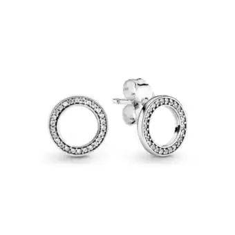 Pandora Aretes de botón círculo reluciente oferta