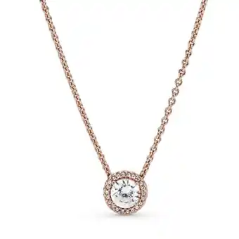 Collar con halo redondo brillante recubrimiento en oro rosa de 14k