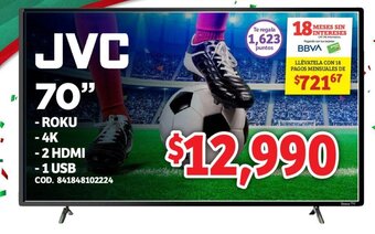 Soriana Híper JVC Roku 4k 70" oferta
