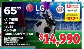 Soriana Híper LG AI Think 2 HDMI 65" oferta