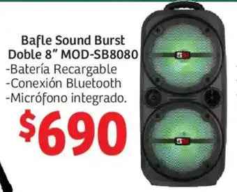 Soriana Híper Bafle Sound Burst Doble 8" MOD-SB8080 oferta