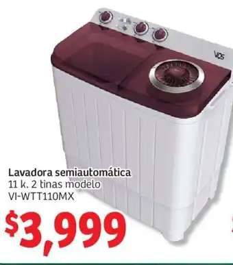Soriana Híper Lavadora Semiautomática 11K 2Tinas modelo VI-WTT110MX oferta