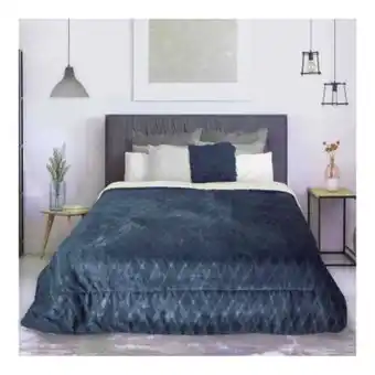 Sam's Club Cobertor con borrega royal velvet luxe matrimonial azul oferta