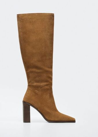 Mango Bota alta tacón piel oferta