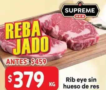 HEB Rib Eye Sin Hueso de Res oferta