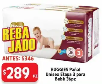 HEB Huggies Pañal Unisex Etapa 3 para Bebé 36pz oferta