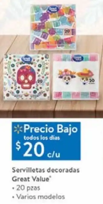 Servilletas Decoradas Great Value 20pzas