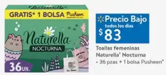 Walmart Toallas Femeninas Naturella Nocturna 36pzas + 1 Bolsa Pusheen oferta