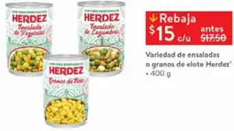 Walmart Variedad de Ensaladas o Granos de Elote Herdez 400g oferta