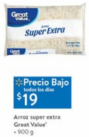 Walmart Arroz Super Extra Great Value 900g oferta