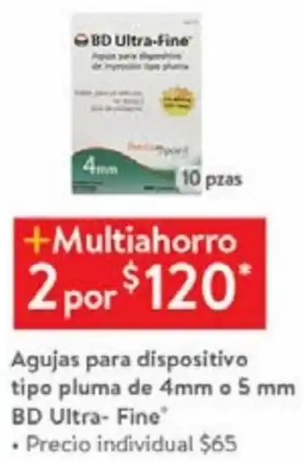 Agujas para Dispositivo Tipo Pluma de 4mm o 5mm BD Ultra-Fine