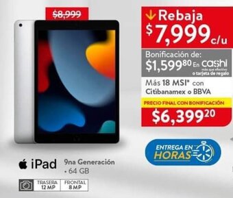 Walmart iPad 9na Generación 64GB oferta