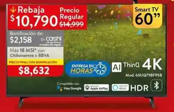 Walmart LG AI ThinQ 4K Smart TV 60" oferta