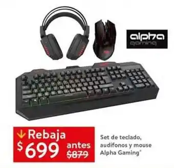 Set de Teclado, Audifonos y Mouse Alpha Gaming