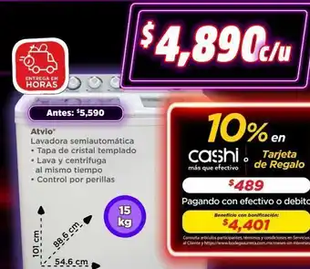 Bodega Aurrerá Lavadoras atvio 15kg oferta