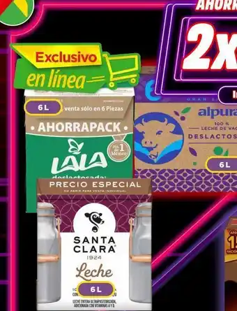 Bodega Aurrerá Leche santa clara, alpura o lala x 6l x 2 oferta