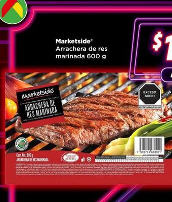 Bodega Aurrerá Marketside arrachera de res marinada 600 g oferta