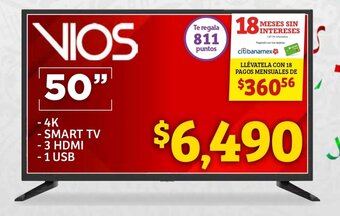 Soriana Híper VIOS Smart TV 50" oferta