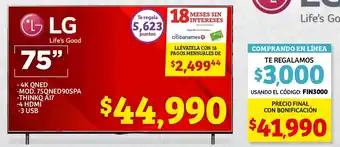 Soriana Híper LG 4K QNED Smart TV 75" oferta