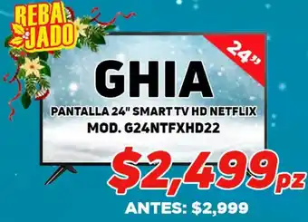 HEB Ghia Smart TV HD Netflex Pantalla 24" oferta
