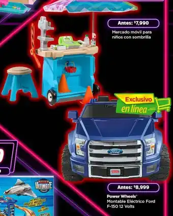 Mercado Móvil para Niños con Sombrilla / Power Wheels Montable Eléctrico Ford F-150 12V