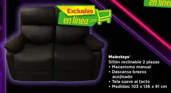 Bodega Aurrerá Mainstays Sillón Reclinable 2 Plazas 103 x 136 x 91cm oferta