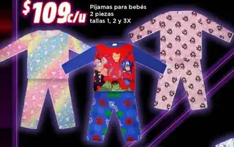 Bodega Aurrerá Pijamas para Bebés 2 Piezas Tallas 1,2 y 3x oferta