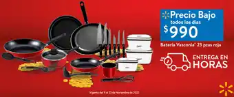 Walmart Bateria Vasconia 23 pzas Roja oferta