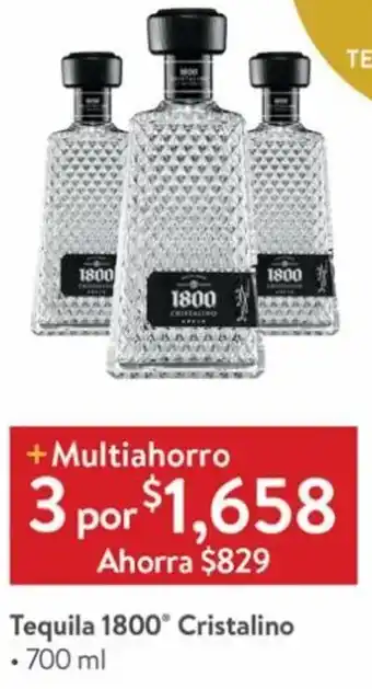 Walmart Tequila 1800 Cristalino 3x700ml oferta