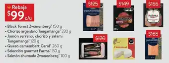 Black Forest Zwanenberg 150g,Chorizo Argentino Tangamanga 330g, Jamón Serrano, Chorizo y Salami Tangamanga 120g