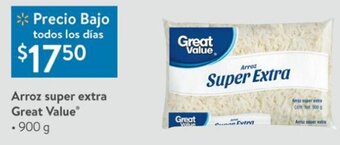 Walmart Arroz Super Extra Great Value 900g oferta