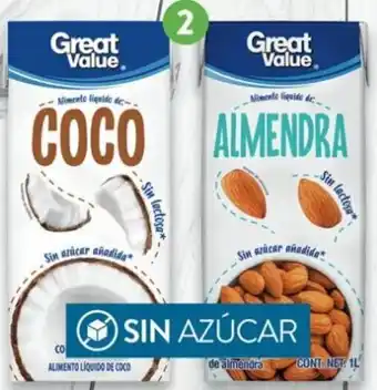 Walmart Alimento Líquido de Almendra o Coco Great Value 1L oferta
