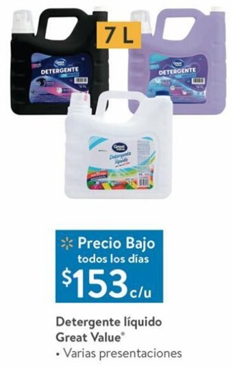 Detergente Líquido Great Value 7L
