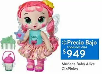Walmart Muñeca Baby ALive GloPixies oferta