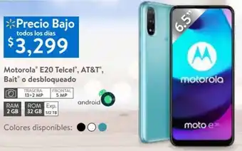 Walmart Motorola E20 Telcel AT&T, Bait o Desbloqueado oferta