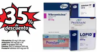 Vibramicina 50mg x 28Caps, Aldactone 100mg Tab x 30, Lopid 14 Grageas 600mg