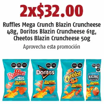 Ruffles Mega Crunch Blazin Cruncheese 48g, Doritos Blazin Cruncheese 61g, CHeetos Blazin Cruncheese 50g