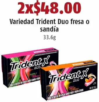 OXXO Variedad Trident Duo Fresa o Sandía 2x33,6g oferta