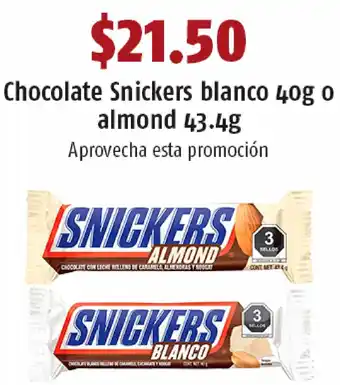 OXXO Chocolate Snickers Blanco 40g o Almond 43,4g oferta