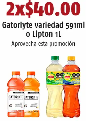 OXXO Gatorlyte Variedad 591ml o Lipton 2x1L oferta
